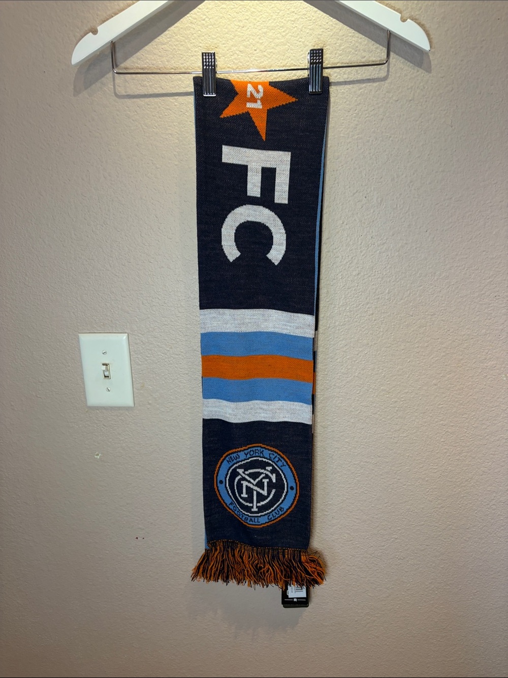 New Ruffneck NYC Football Club Team Scarf 21 Blue Orange MLS Soccer NWT